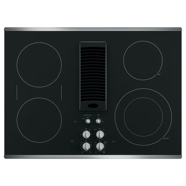 GE Profile 30-in 4 Burners Smooth Surface (Radiant) Stainless Steel Electric Cooktop with Downdra... | Lowe's