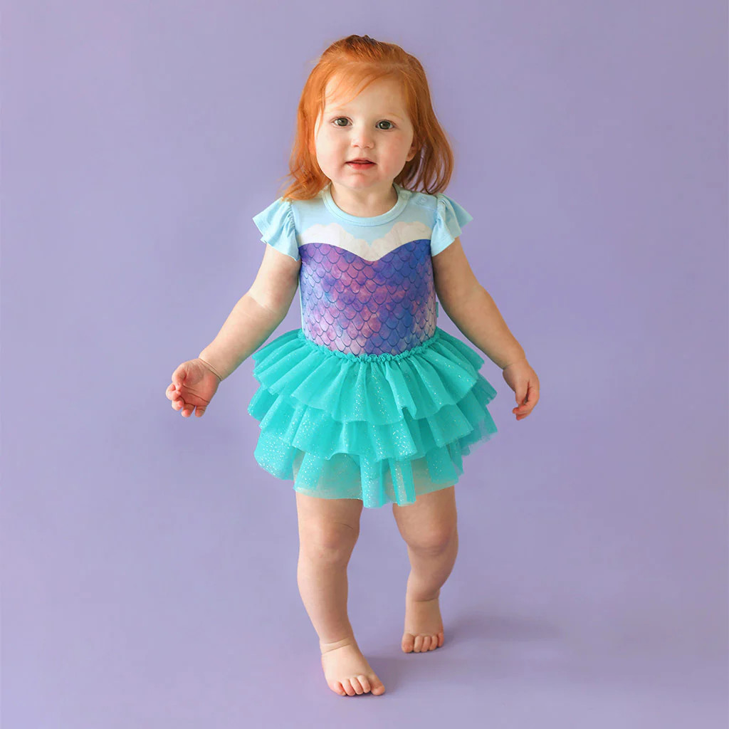 Ariel Blue Girl Tulle Onesie | Posh Peanut | Disney's The Little Mermaid | Posh Peanut