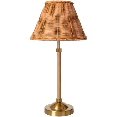 Livabliss Xander 13.5-in Brown On/Off Switch Table Lamp with Rattan Shade | Lowe's