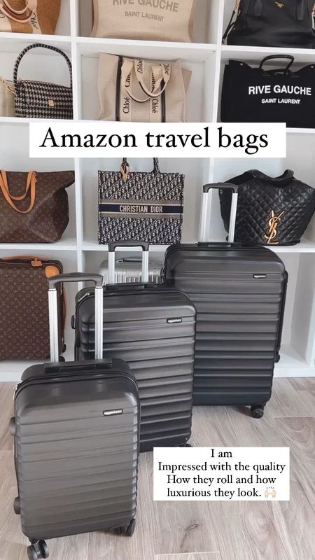 Amazon travel luggage finds 🙌🏻✈️
Impressed how they roll and how expensive they look 
This set comes in 3 different sizes 
2 check bags 26” and 29”
And 1 carry on 
They also sell them separately 

#LTKtravel #LTKunder100 #LTKfamily