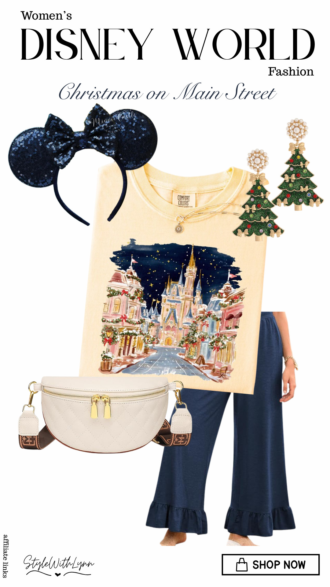 🎄✨ This Disney outfit is giving classic Main Street magic with a festive twist, from the dreamy Christmas castle tee to the navy ruffle pants, sparkly Minnie ears, and the cutest holiday tree earrings. 

If you’re planning a Disney World Christmas trip, this is your sign to start planning those holiday looks! 🎀✨ 

Shop this entire look through my LTK! 🛍️

#DisneyWorldOutfits #DisneyChristmas #DisneyStyle #DisneyFashion #DisneyMom #DisneyOutfitIdeas #ChristmasAtDisney #MagicKingdomOutfit #MainStreetUSA #DisneyWorldFashion #DisneyVacation 

 #LTKootd #LTKmomlife #LTKSeasonal