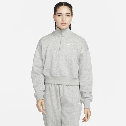 Nike Womens Nike Style Fleece Crop Quarter-Zip - Womens Grey Size M | Foot Locker (US)