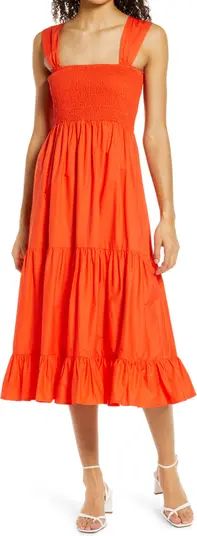 Halogen® Smocked Tiered Midi Dress | Nordstrom | Nordstrom