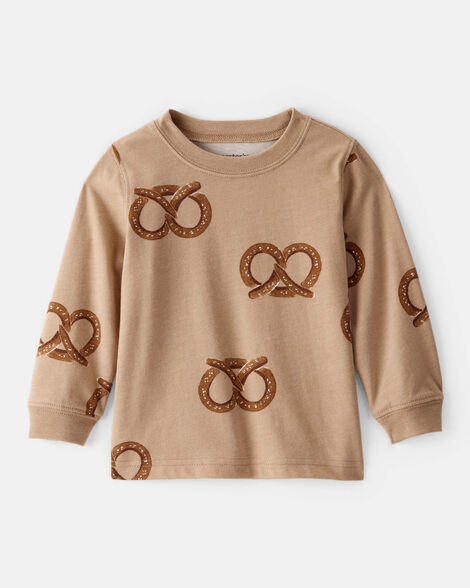Baby Boy Pretzel Print Long-Sleeve Tee - Brown | Carter's Inc