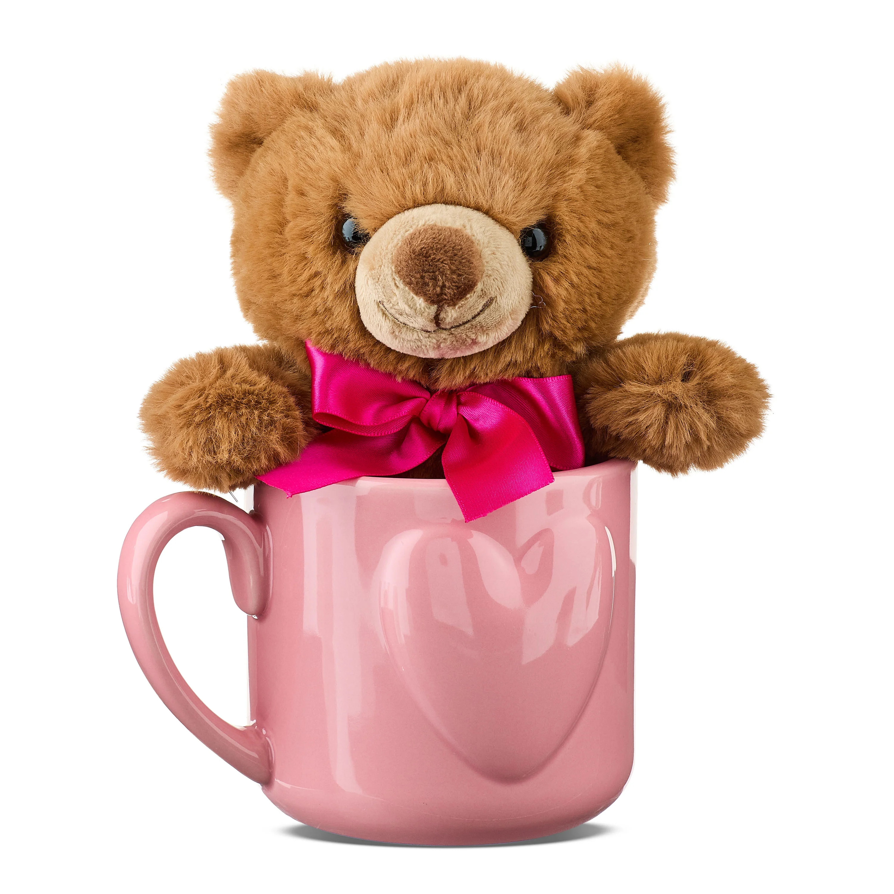 Bear Plush in Heart Mug, Brown and Pink, 7.5", Valentine's Day by Way To Celebrate | Walmart (US)