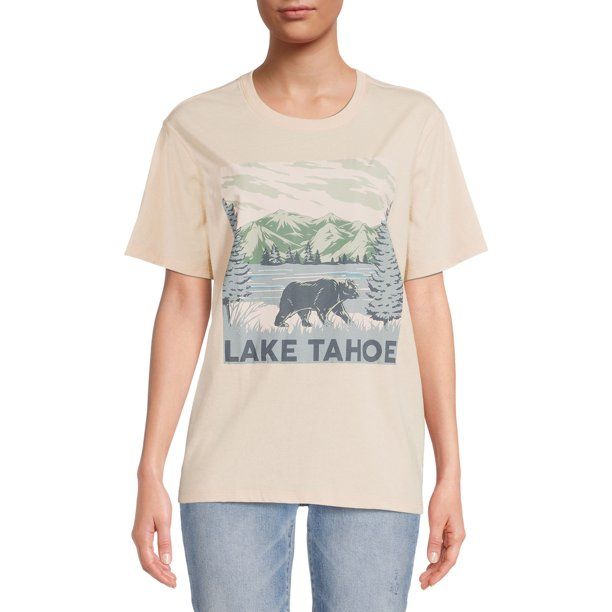 Time & Tru Women’s Lake Tahoe Short Sleeve Graphic Tee - Walmart.com | Walmart (US)