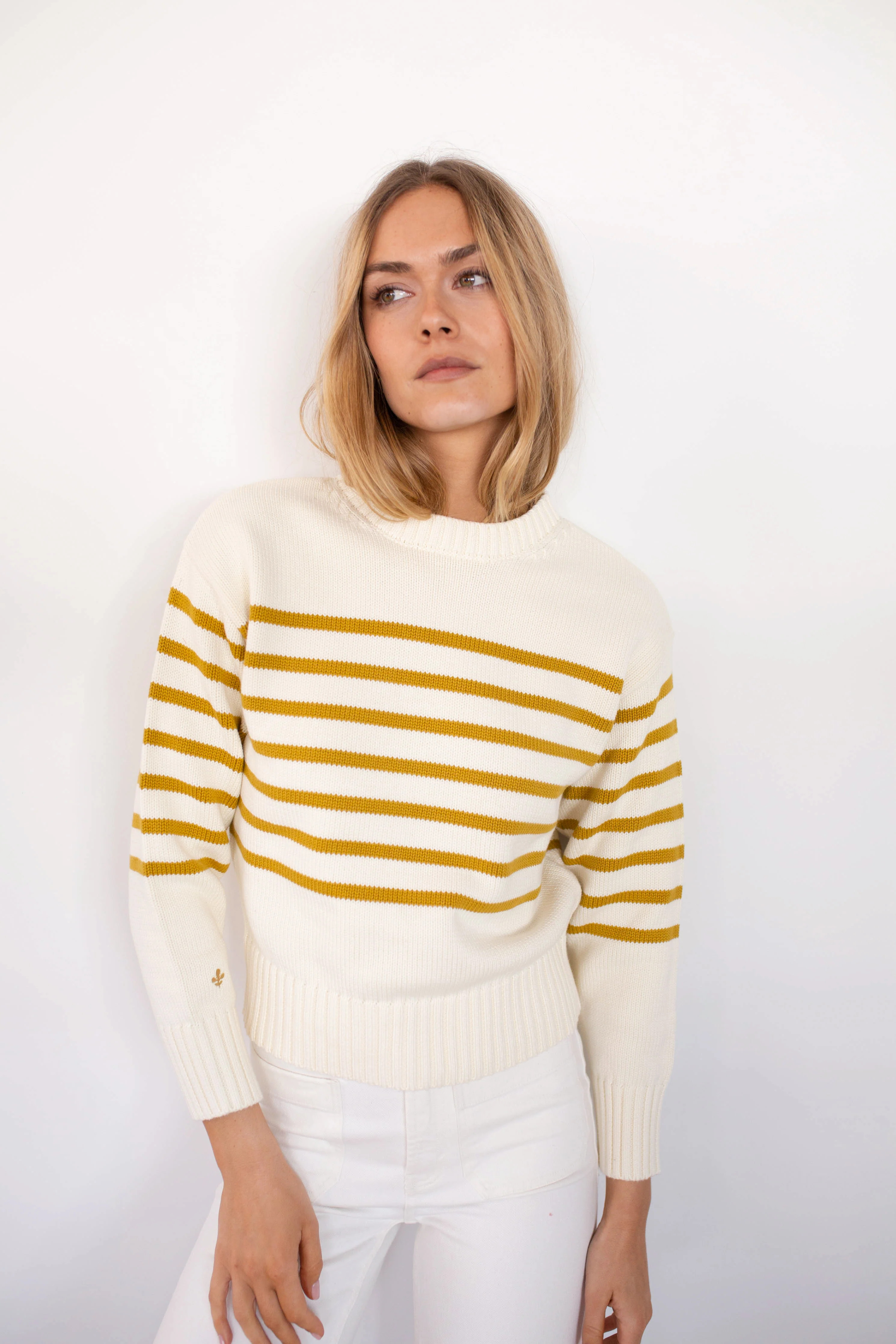 Lake Sweater - Ivory/Chartreuse Stripe | Marea