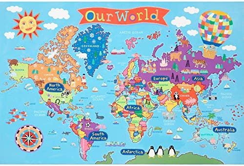 Round World Products Kid's Map, World, 24" x 36" | Amazon (US)
