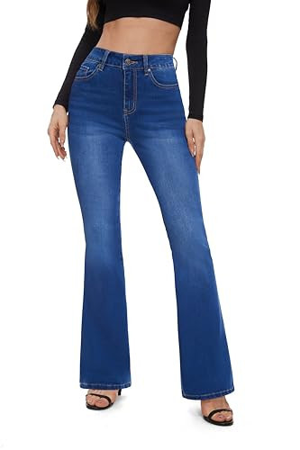 FLYING BANANA Women's High Waisted Butt Lifting Stretch Bootcut Jeans (Medium Blue, 6 Short) | Amazon (US)