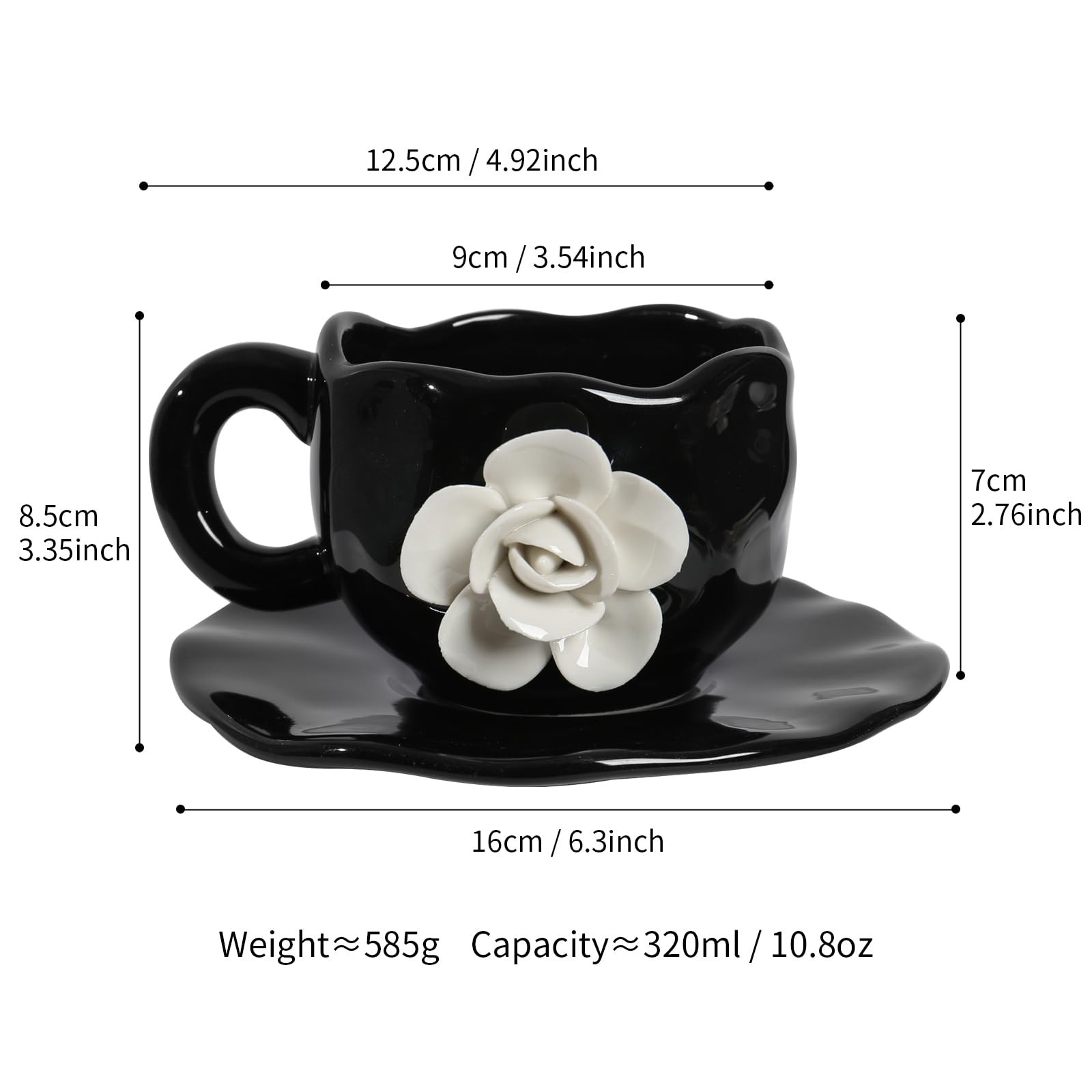 Cute Ceramic Coffee Cups, Unique Fancy Tea Cups with Saucer, 11OZ for Cappuccino Latte Milk | Amazon (US)