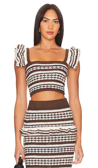 Kaely Top in Brown & Ivory | Revolve Clothing (Global)