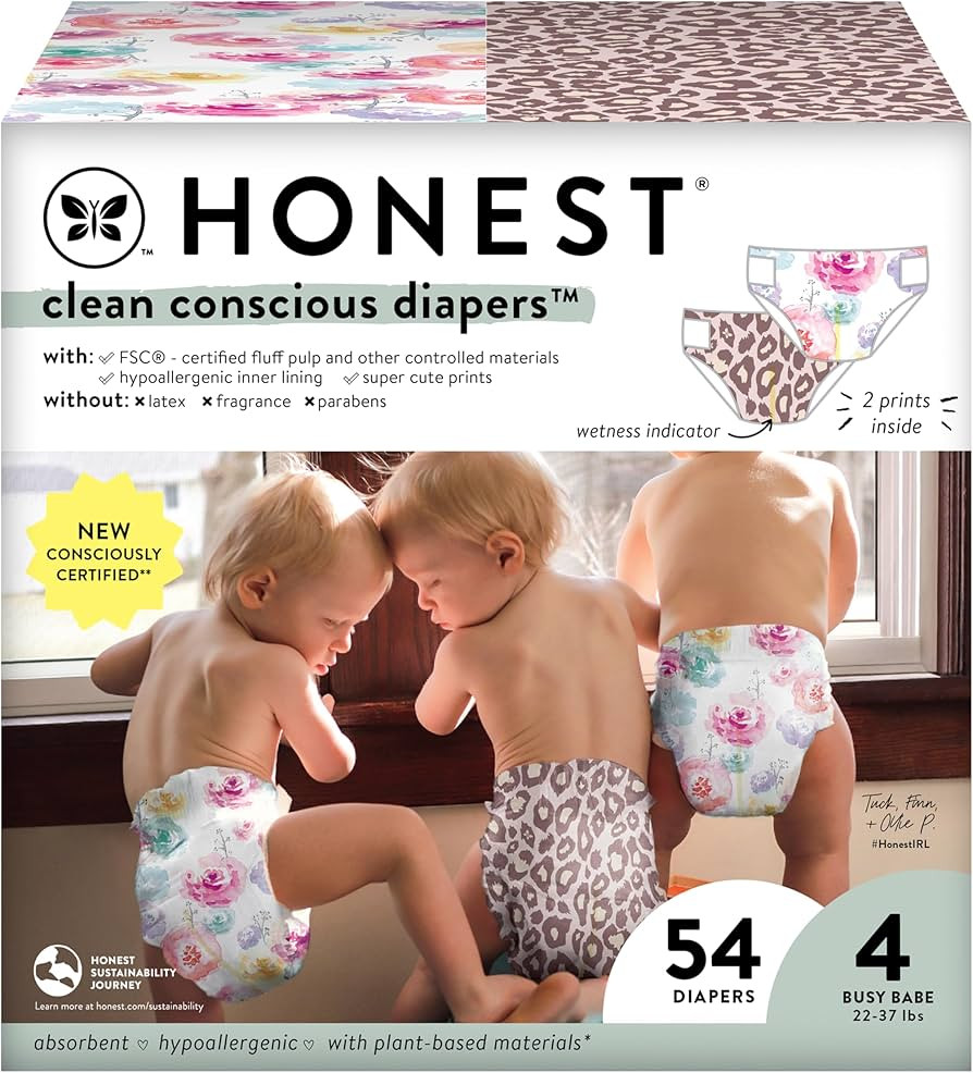 The Honest Company Clean Conscious Diapers | Plant-Based, Sustainable | Wild Thang + Rose Blossom... | Amazon (US)