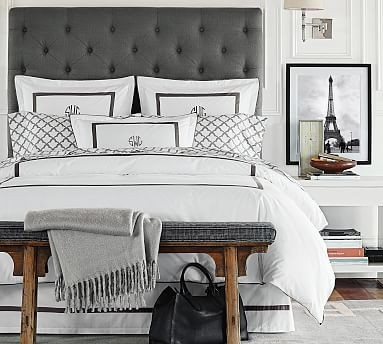 Morgan Banded 400-Thread-Count Organic Percale Duvet Cover & Shams | Pottery Barn (US)