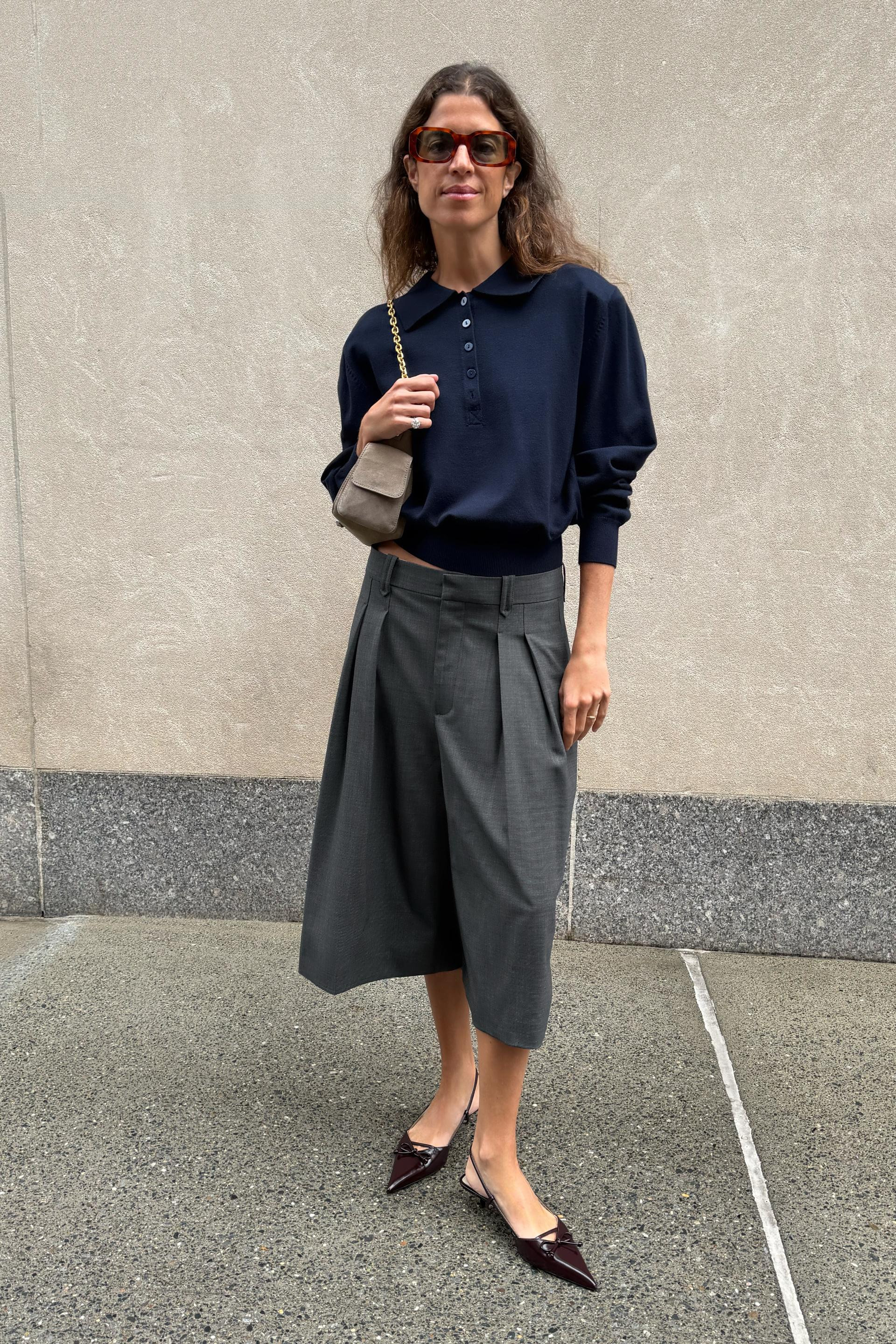Zara - Zw Collection Long Wool Bermuda Shorts - Gray Marl - S - Woman | Zara US