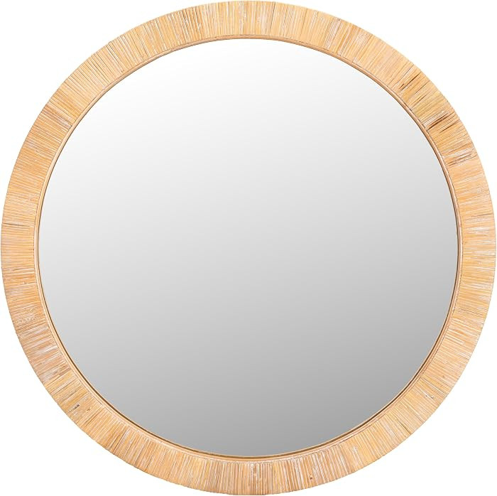 SAFAVIEH Home Collection Mila Natural 36-inch Round Decorative Accent Wall Mirror | Amazon (US)