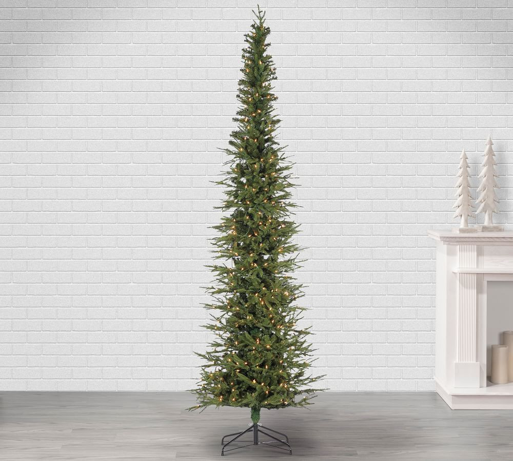 Pre-Lit Narrow Lincoln Pine Artificial Christmas Trees | Pottery Barn (US)