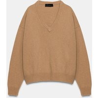 Zara - Cashmere Wool Blend Jumper V-Neck - Camel - S - Woman | Zara UK