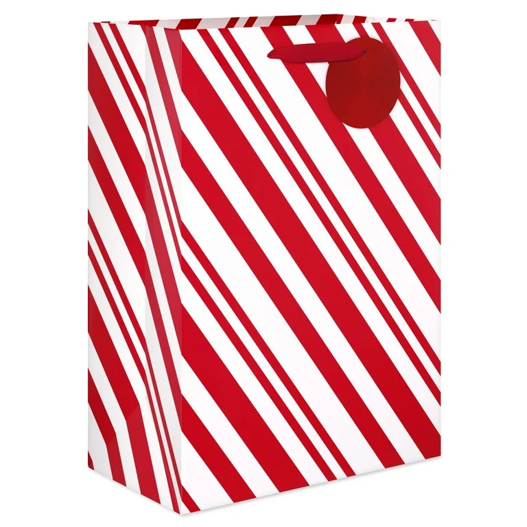 American Greetings 10 in. Christmas Medium Red Gift Bag, Candy Cane (1-Count) | Walmart (US)