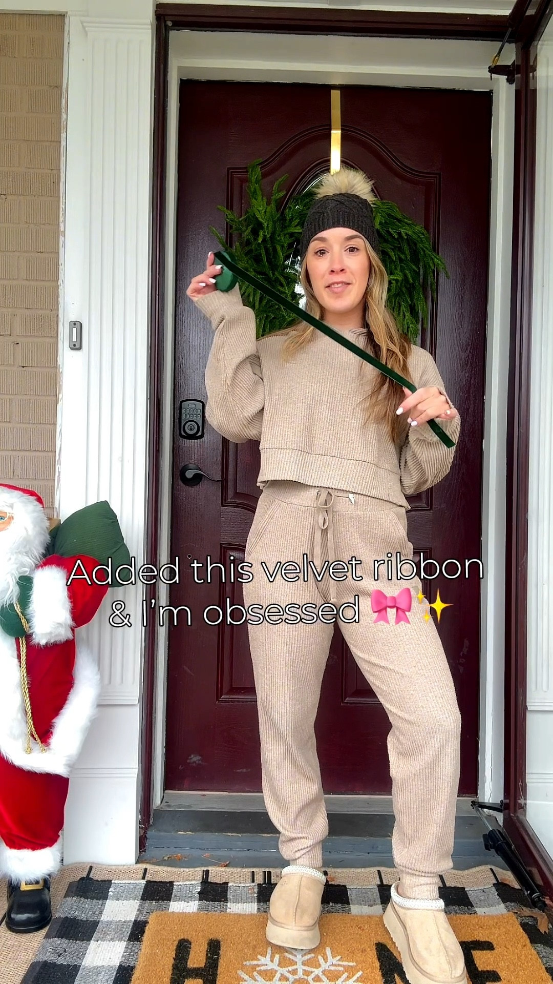 The $8 velvet ribbon that upgraded my entire front door >>> who else is doing last-minute wreath glow-ups? 🏡💚

#LTKHoliday #LTKGiftGuide 

#LTKSeasonal