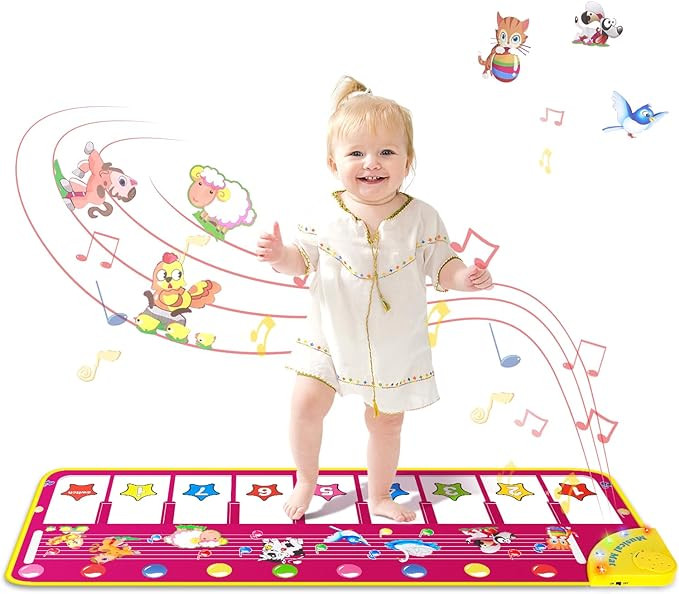 M SANMERSEN Piano Mat, Musical Keyboard Playmat 39.5" Electronic Music Animal Touch Play Blanket ... | Amazon (US)