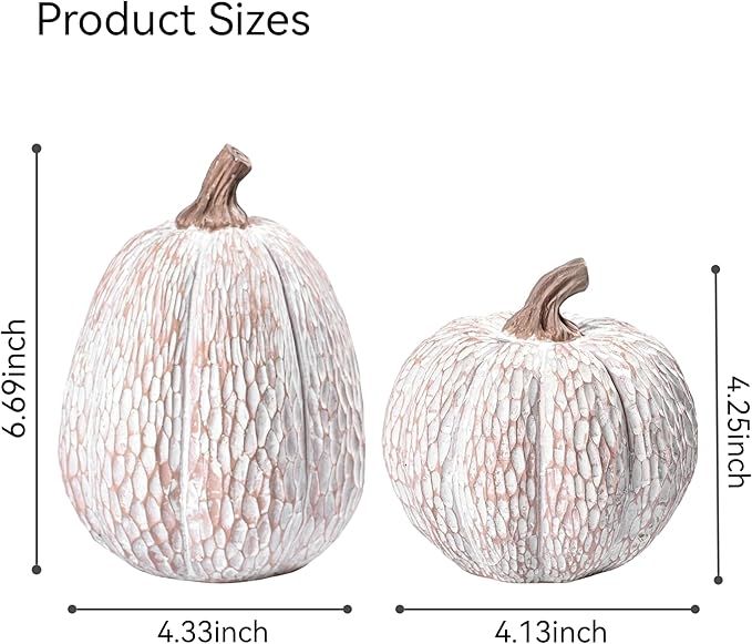 Artificial Pumpkin Decor, Brown and White Decorative Pumpkins, Thanksgiving Resin Pumpkin Figurin... | Amazon (US)