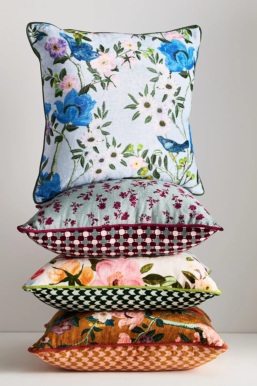 Alva Floral Cotton Velvet Pillow | Anthropologie (US)