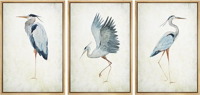 MUDECOR Framed Canvas Print Wall Art Heron Bird Wild Animal Prints Minimalist Modern Art Boho Rel... | Amazon (US)