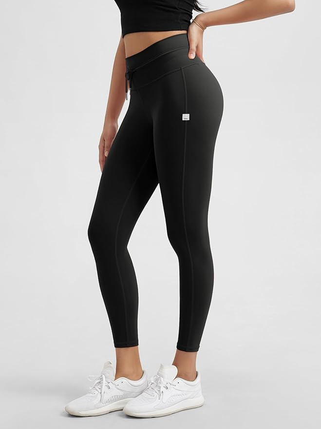 ODODOS Women's Drawstring Tie Daily Leggings 25" / 28" High Waist Workout Yoga Pants | Amazon (US)