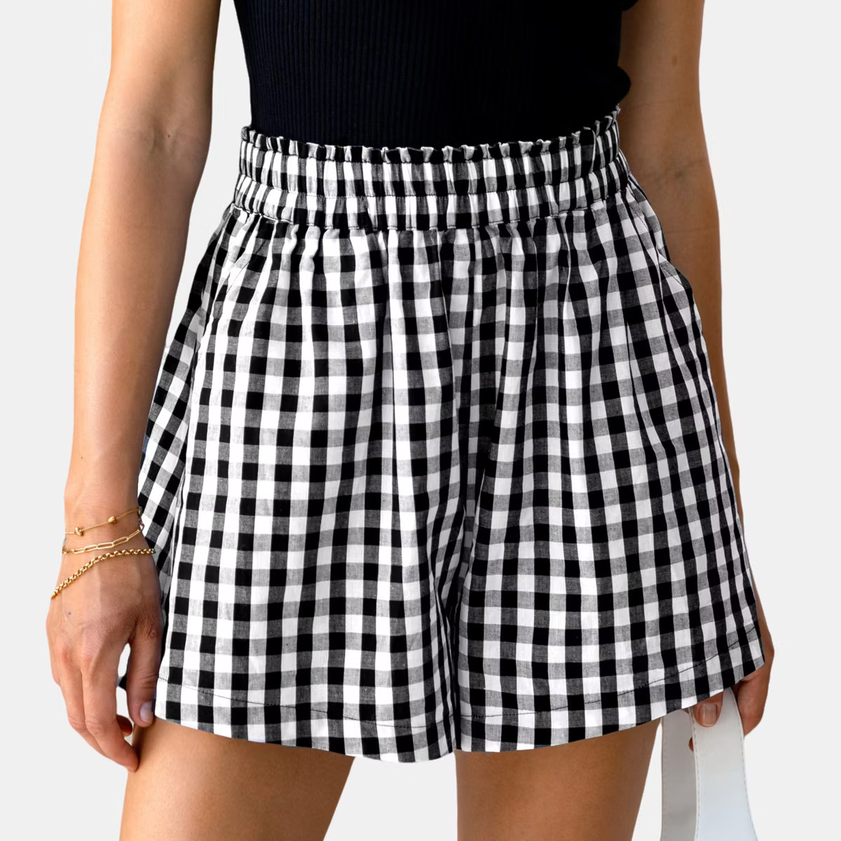 Women's Chic Gingham Print Smocked Shorts - Cupshe | Target