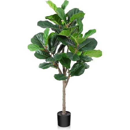 Artificial Fiddle Leaf Fig Tree 4.3 Feet Feaux Ficus Lyrata Plant with 44 Leaves Faux Plant for Indo | Walmart (US)
