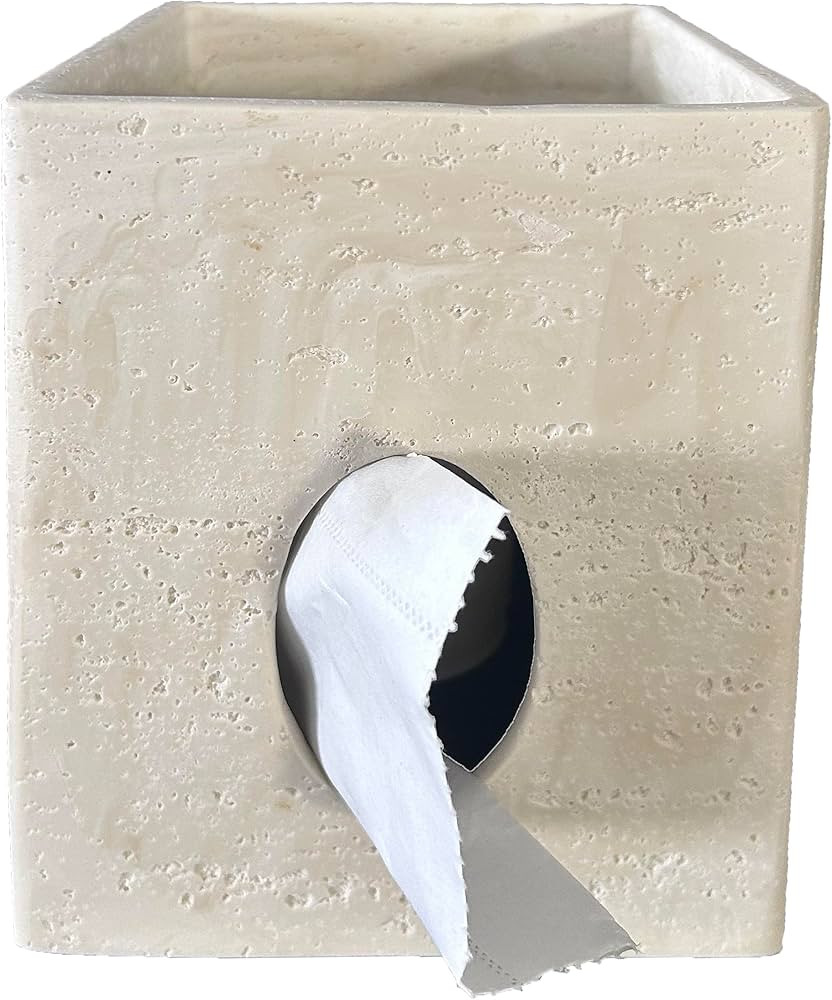 Hymmah Square Tissue Box Cover Kleenex Box Holder with Tray,Unique Cube Design Kleenex Box Cover ... | Amazon (US)