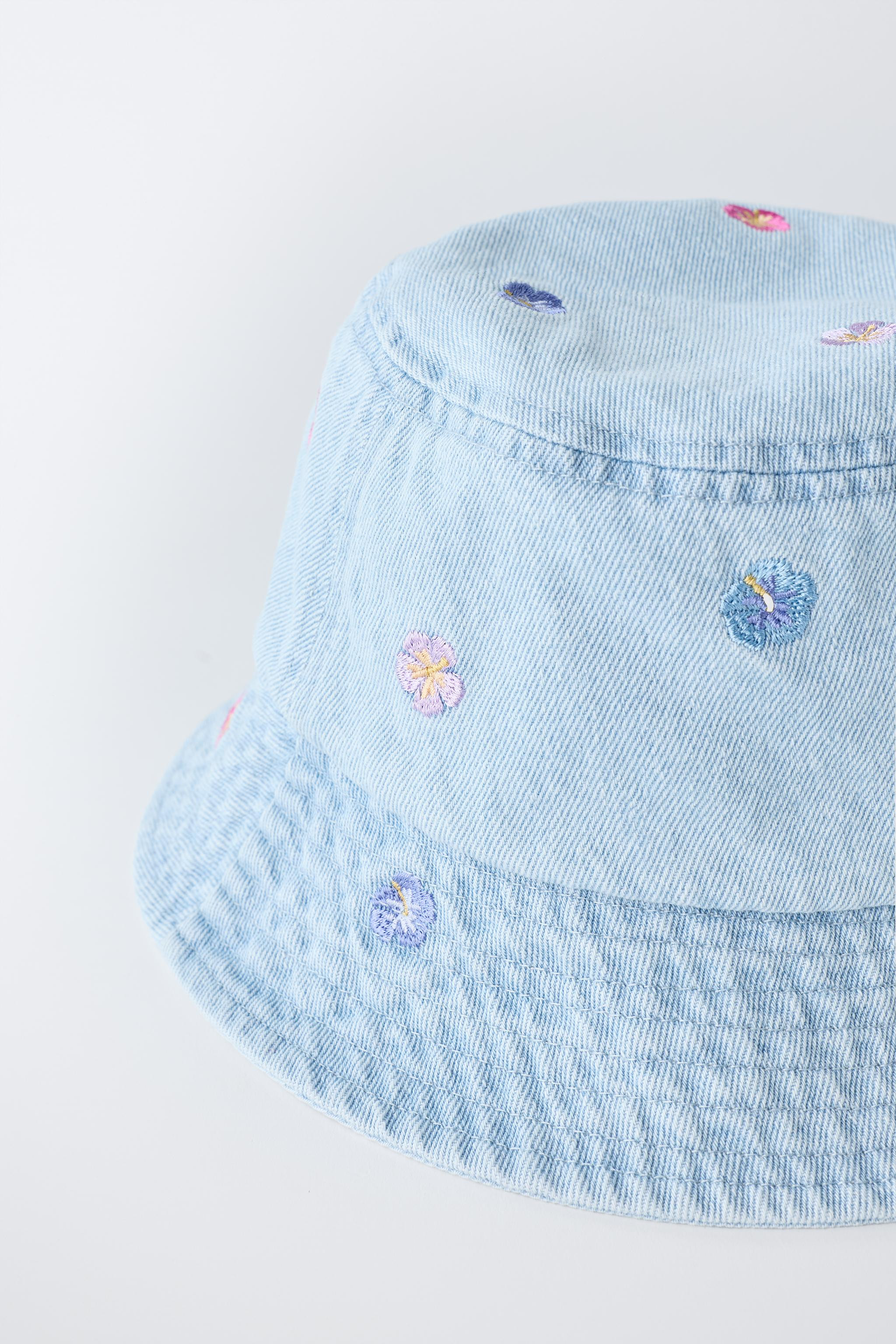 EMBROIDERED FLORAL DENIM BUCKET HAT | Zara US