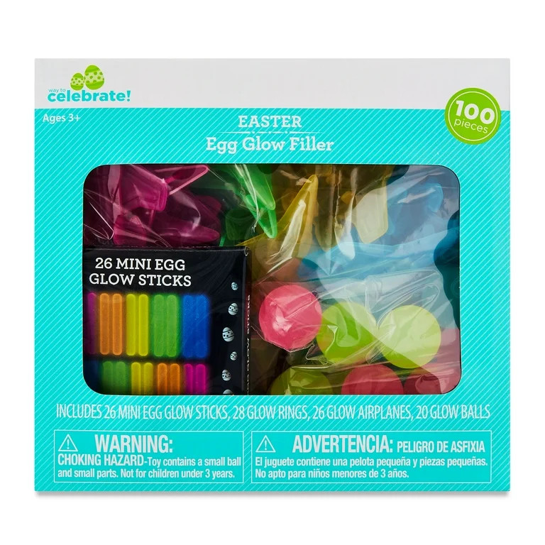 Easter Multicolor Fluorescent Egg Glow Filler, 100 Pieces, by Way To Celebrate | Walmart (US)
