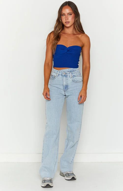 Kansis Light Blue Uneven Waist Jeans | Beginning Boutique (AU)