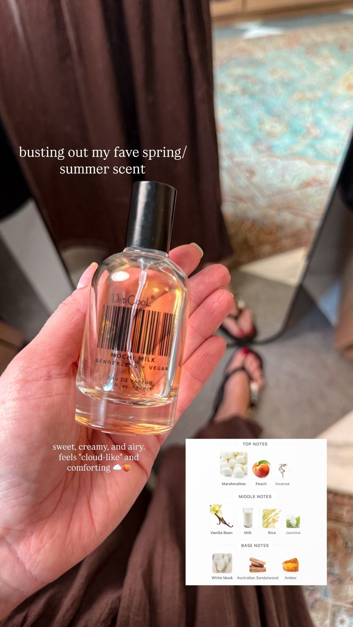 used this fragrance on repeat last spring and summer. she is back out for this year! 
sweet and cozy without being to “young”. 

sweet, creamy, and airy gourmand fragrance designed to feel "cloud-like" and comforting! 

summer perfume, clean fragrance 

#LTKgrwm #LTKOver40 #LTKBeauty