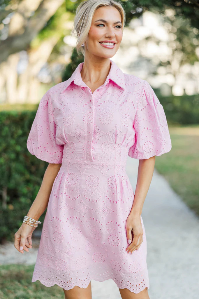 Just Adorable Pink Eyelet Dress | The Mint Julep Boutique