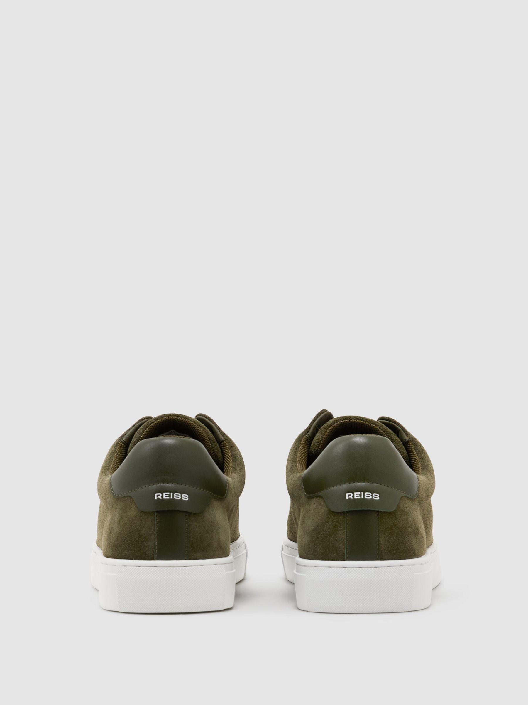 Reiss Suede Slip-On Elasticated Trainers in Olive Green - REISS | Reiss UK
