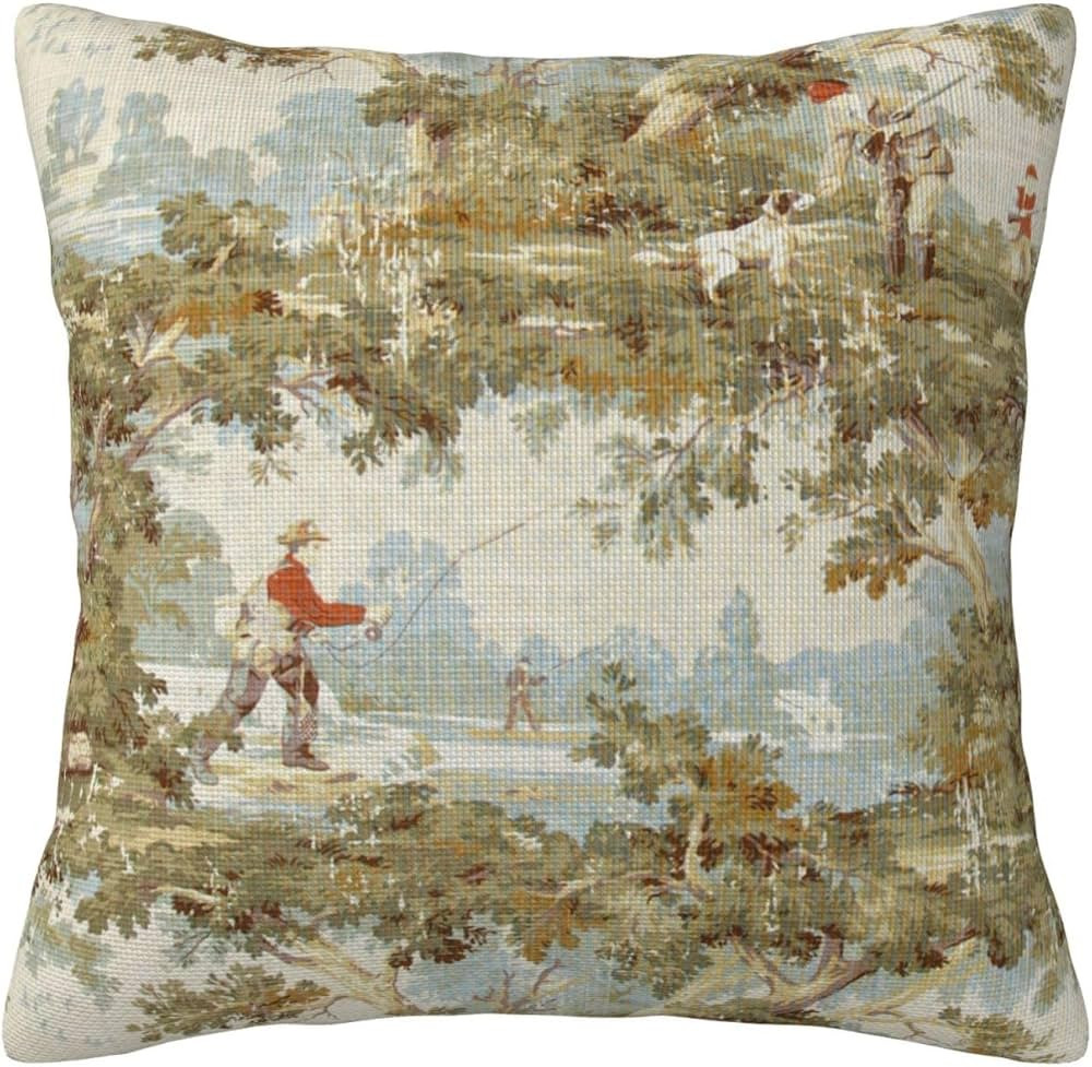 Farmhouse Rustic Vintage Throw Pillow Covers 18x18 Inch Country Home Decor Retro Pillow Case Fish... | Amazon (US)