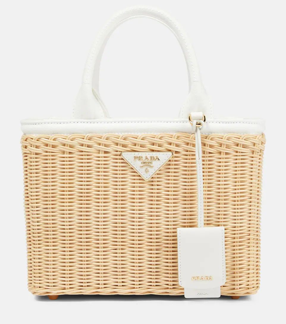Leather-trimmed wicker tote | Mytheresa (UK)