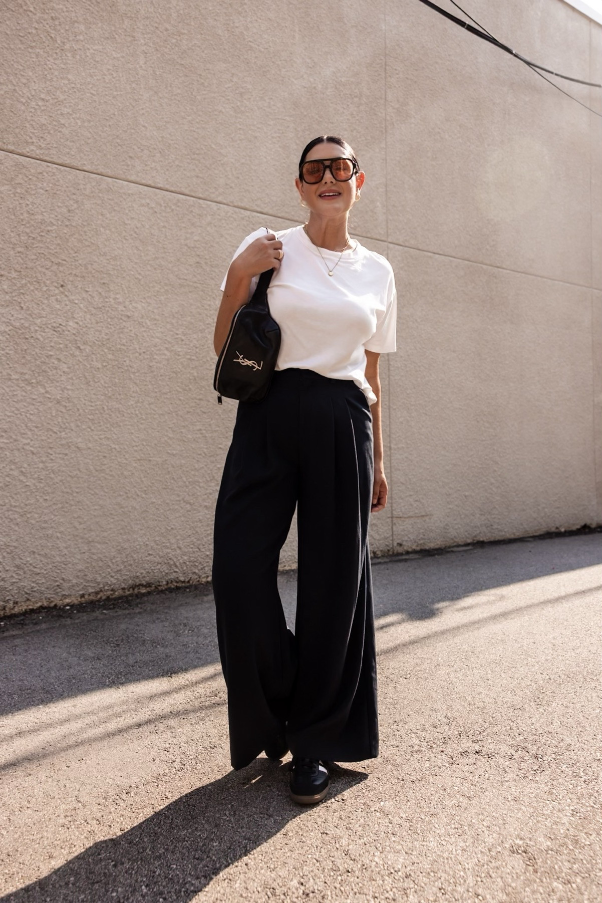 My favorite white tee ever -- the one I won't shut up about -- is selling fast! I'm in the medium and it fits perfectly relaxed. 

I'm in the medium of the trousers as well! I've linked the black version and the linen version, if you prefer the navy.  

 #LTKOver40 #LTKFindsUnder100