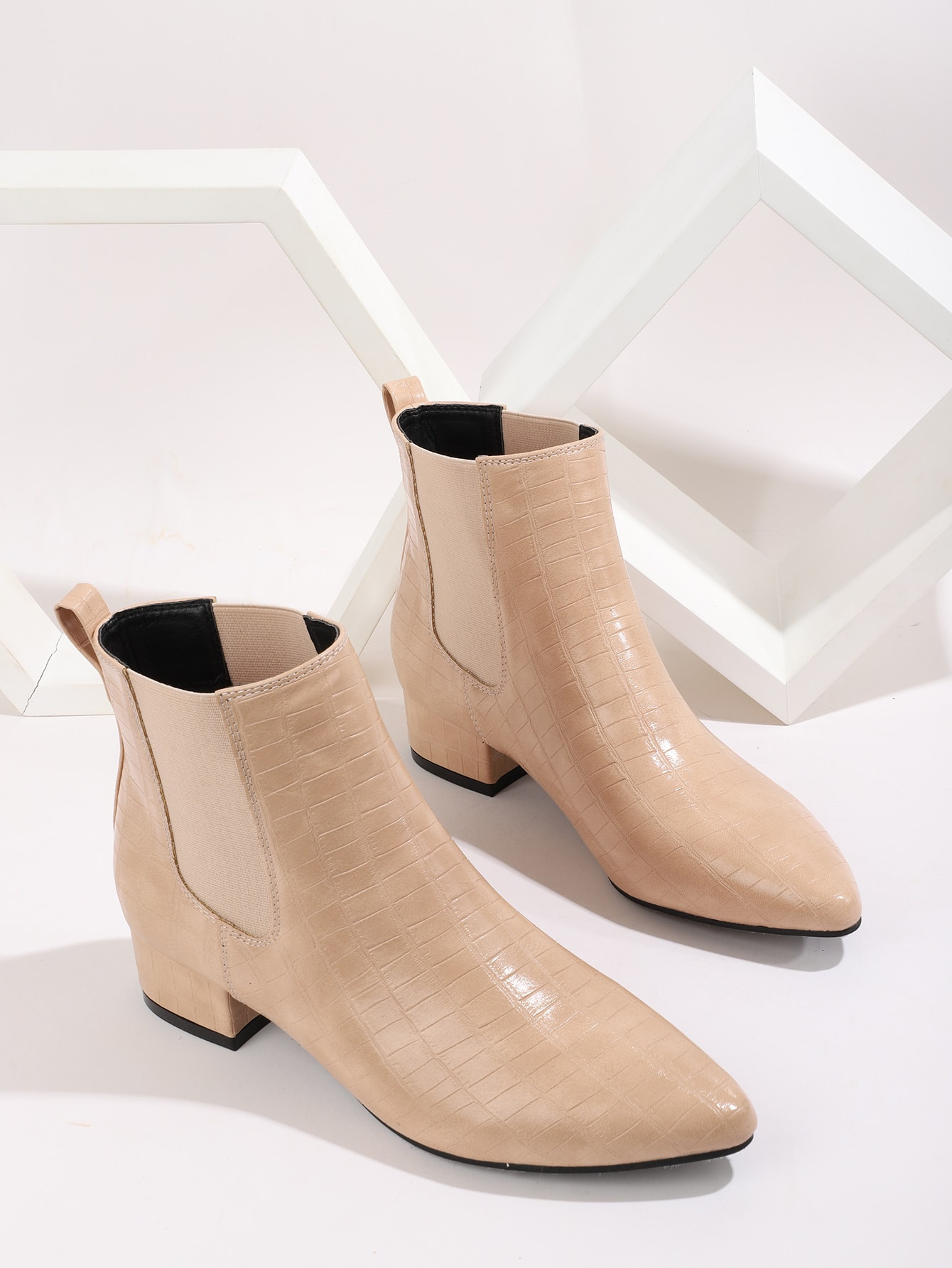 Croc Embossed Chunky Heeled Chelsea Boots | SHEIN