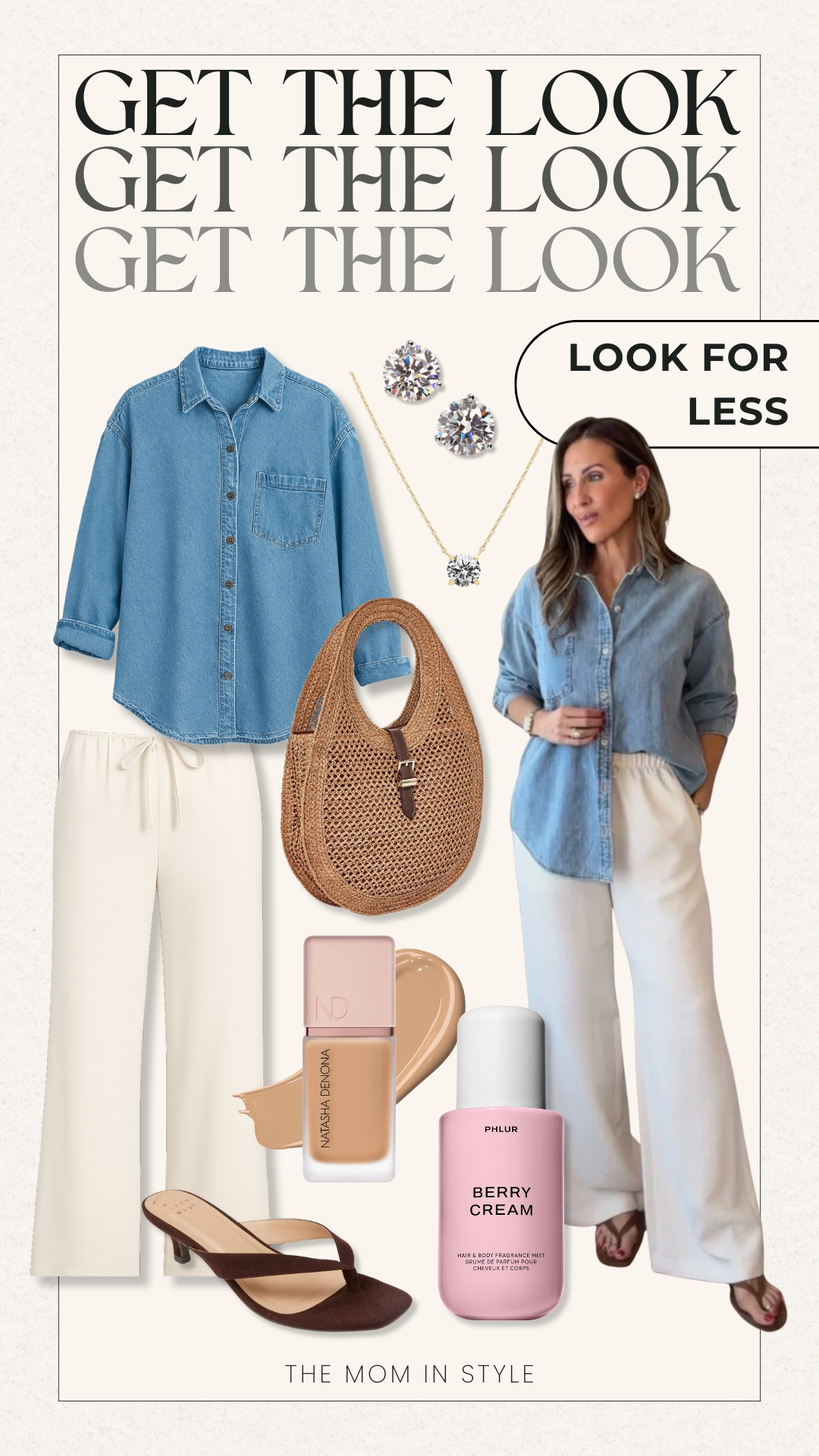 Get this look for less, affordable outfit inspo, spring outfit, denim shirt, woven handbag, sandal heels, themominstyle 

#LTKTravel #LTKSeasonal #LTKootd