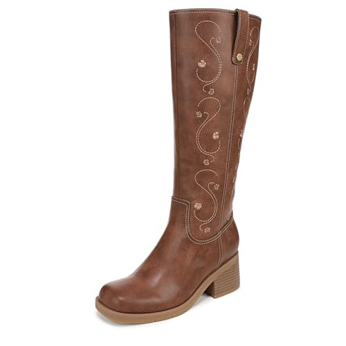Dr. Scholl's Shoes Women's Joplin Knee High Boots, Comfortable Western Boot | Block heel boot, Side zipper, Soft cushioned footbed, Roomy fit, Arch support, Western boots, Lightweight design, Square toe | Amazon (US)