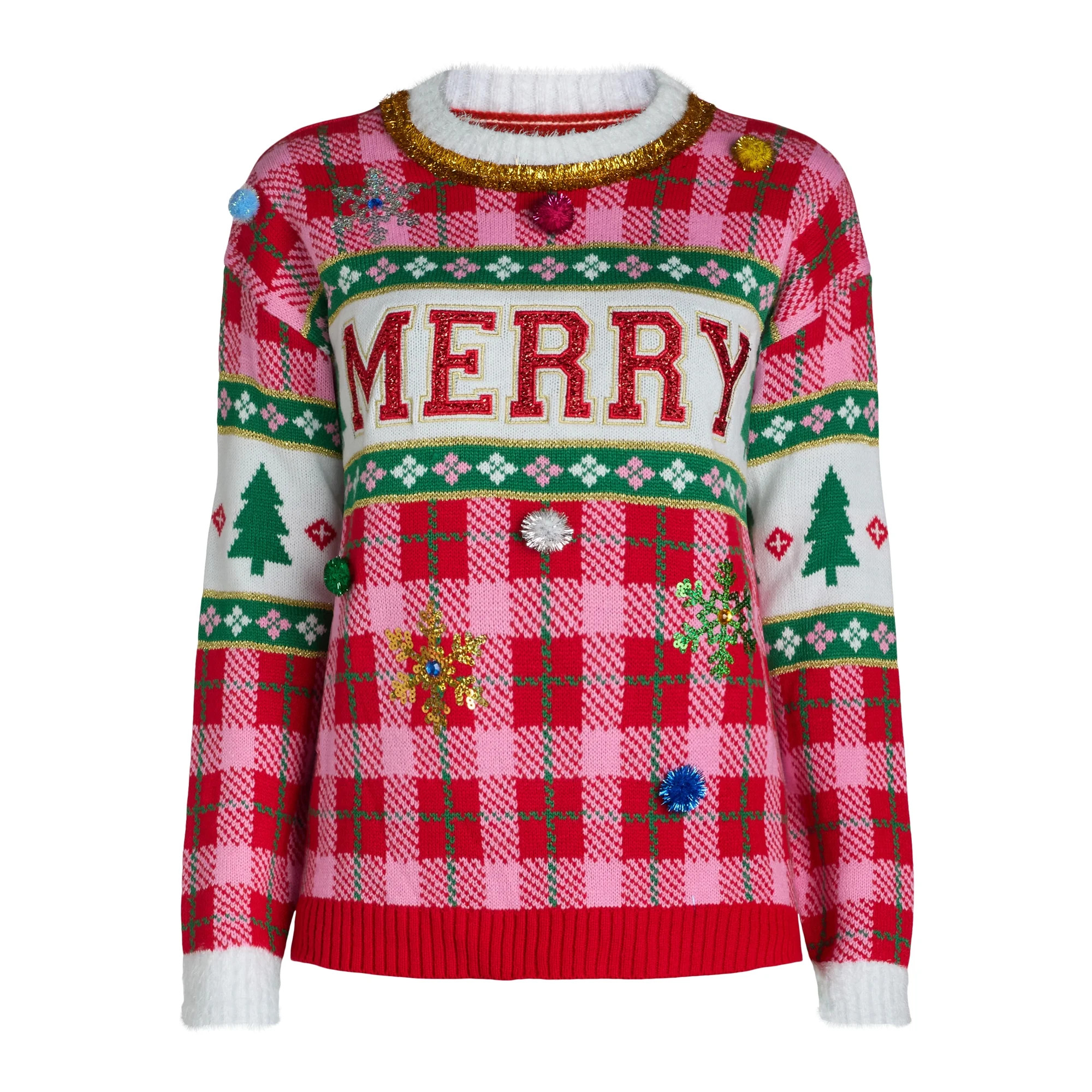 Holiday Time Embellished Sweater, Women’s, Sizes XS-3X | Walmart (US)