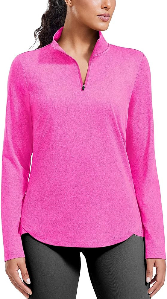 PINSPARK Workout Tops for Women Long Sleeve Athletic Shirt Quarter Zip Running Shirts Stretchy UP... | Amazon (US)