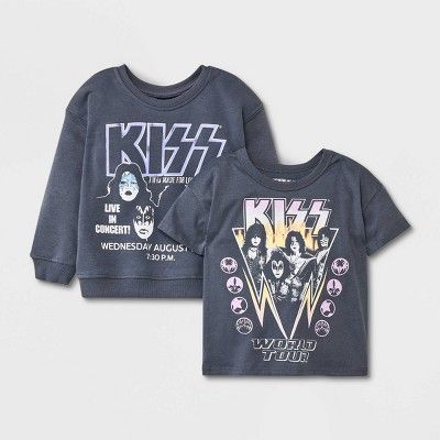 Toddler Boys' 2pc KISS Printed Shirt Set - Gray | Target