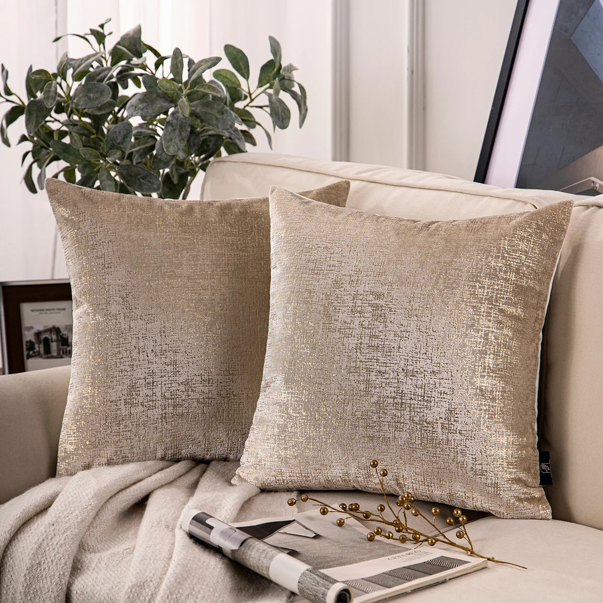 Bronzing Velvet RY Collection Polyester Throw Pillow Cover & Insert (Set of 2) | Wayfair North America