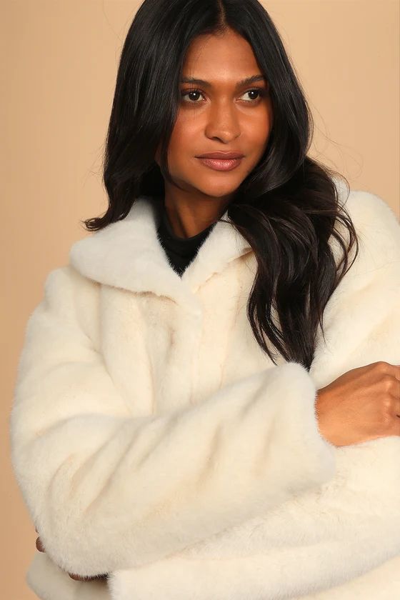 Winter Elegance Ivory Faux Fur Collared Jacket | Lulus (US)