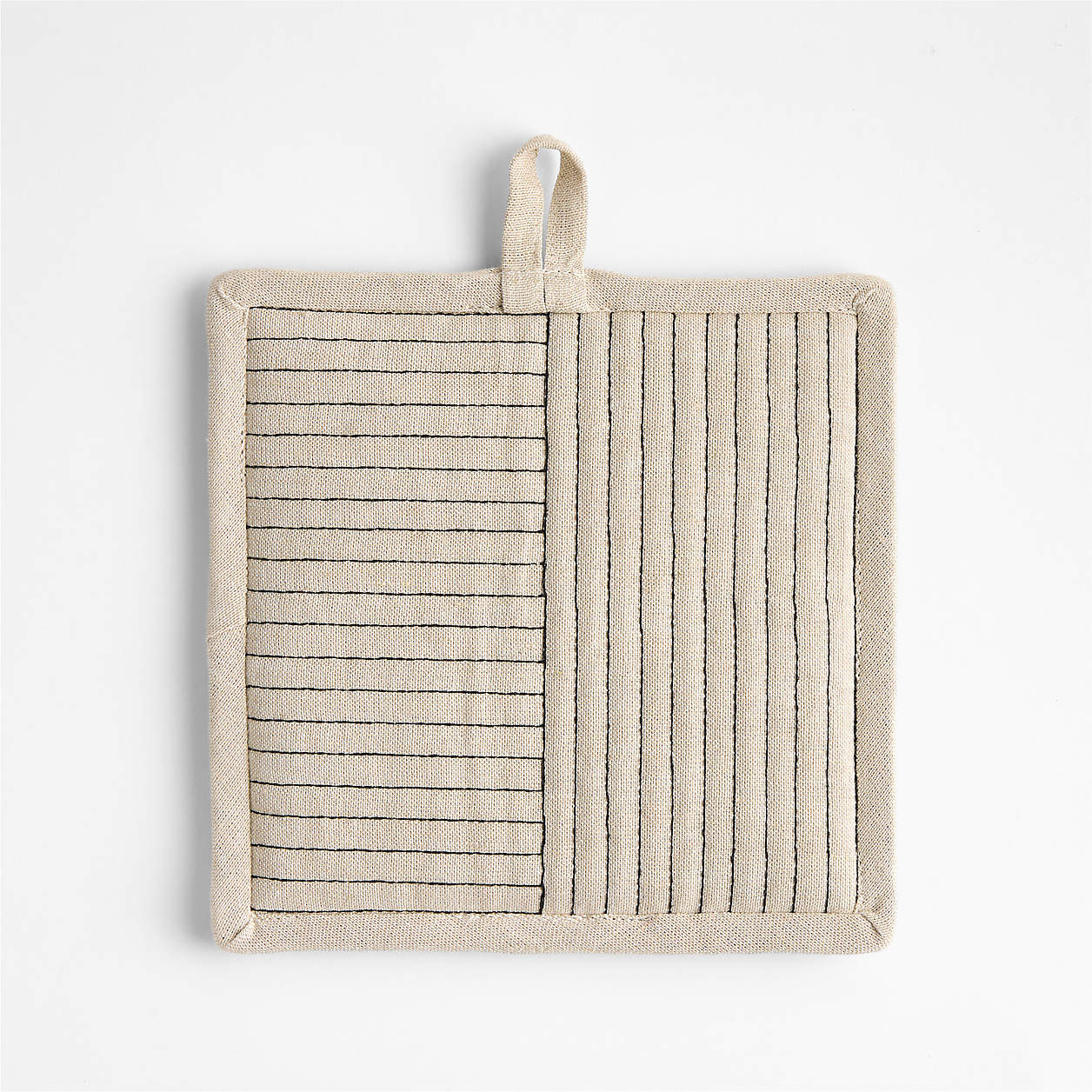 Crate & Barrel Hanno Natural Embroidered Organic Cotton Pot Holder + Reviews | Crate & Barrel | Crate & Barrel