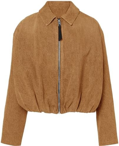 Women's Denim Bomber Jacket Zip Up Draped Loose Fit Collared Casual Lightweight Trendy Jean Jacke... | Amazon (US)